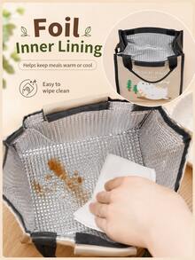 Cute Animal Forest Cartoon Lunch Bag, Portable Large Capacity Meal Tote Bag, Student Campus Office Travel Picnic Food Container Storage Bag, Cute Pattern With Handle Reusable Lunch Storage Bag, Daily Outdoor Dining Accessory - Multicolor - View 8