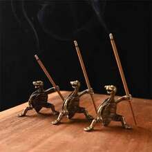 1 Set - Vintage Metal Kung Fu Turtle Incense Holder, Mini Vintage Turtle Shaped Incense Burner, Creative Desktop Ornament, Suitable For Home Tea Room, Meditation And Aromatherapy Decoration - Incense Burner - View 5