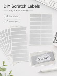 50pcs Large Capacity Scratch-Off Reveal Stickers, Silver DIY Scratch-Off Stickers, Self-Adhesive Reveal Stickers, Suitable For Cards, Gifts, Games, Rewards, Party Favors And Creative Crafts - A - View 2