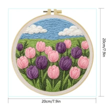 DIY Punch Needle Kit For Beginners Includes A Punch Needle, Yarn, Instructions, A Square Hoop And Pre-Printed Fabric , A Bed Of Tulips. A Creative Craft Project For Wall Decor Or As A Gift. 20 X 20 Cm /7.9 X 7.9 In. - A Bed Of Tulips - View 5