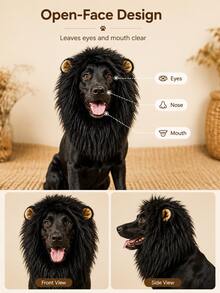 Pet Lion Mane Wig Hat With Ears, Suitable For Dogs, Halloween Costume Headpiece, Cute Animal Style Hat, Fun Party Accessory For Cats And Small Dogs, Holiday Dress-Up Gear, Photo Prop, Festival Celebration, Puppy Accessory Set - Multicolor - View 3