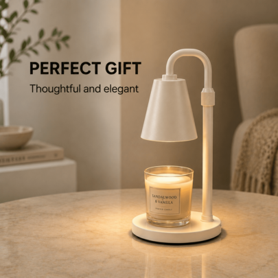 Minimalist Table Candle Warmer Lamp, Wear-Resistant Metal Shade, Full Timing And Brightness Adjustment Features. Perfect Home Ornament, Desirable Gift For Christmas, Graduation And Housewarming Events.