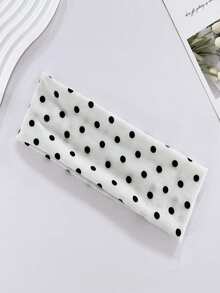 Women's Wide Polka-Dot Stretchy Headband (2-Piece Set) - French-Style Minimalist Non-Slip Hair Accessory (Black & White Summer Look) - Multicolor 1 - View 8