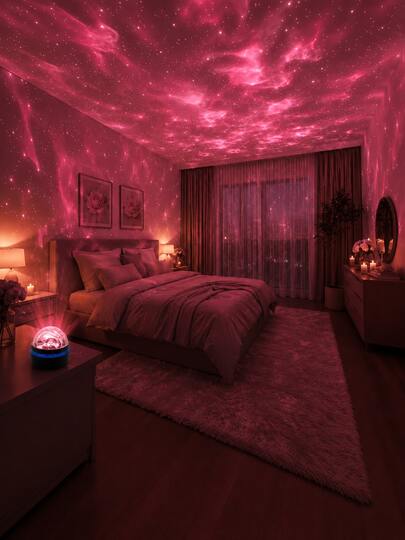 LED Aurora Projection Ambient Lighting | USB Powered, With Remote Control, RGB Dreamy Lighting Effects, Touch Control, 7colors. Perfect For Creating A Romantic Starlit Atmosphere In Bedrooms And Living Rooms.