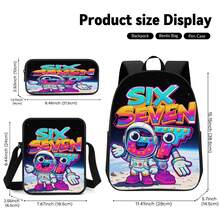 Astronaut Graffiti 2D Print 3 Pieces Backpack Set, Large Capacity Backpack, Crossbody Bag, Pencil Case, Adjustable Wide Strap, Breathable, Side Mesh Pocket Design, Daily Commute Storage Portable Casual Set - Printed Bag - View 3