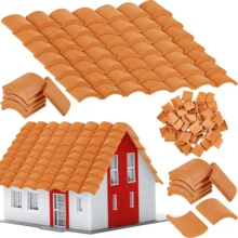 100pcs Mini Red Tile Model Building Set, Clay Material, Mini Tile Sculpture Landscape Accessories, DIY Faux Tile Model Garden Decoration - Other - View 1