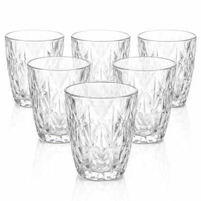 Jogo 6 Copos Alexandria Diamond 300ml em Vidro Grosso