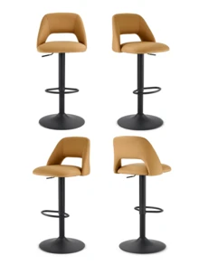 Goeurvant Nordic Height Adjustable Bar Stools 360° Swivel Kitchen Island Chair With Hollow Back And Counter Stools With Footrest For Bistro Café Breakfast Bar-Camel PU Leather - Camel PU Leather - View 10
