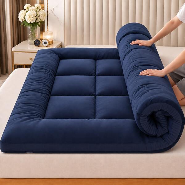 AMOROSA Colchoneta de Colchón de Premium Tipo Hotel,Protector de Colchón Doble Capa Súper Suave y Esponjoso,Transpirable con Banda Elástica Ajustable para Mejorar La Comodidad de La Cama Firmes,Piso,Dormitorio y Todas Las Estacio-Auzl