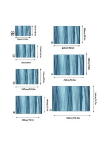 1PC Watercolor Gradient Blue Vertical Stripe Area Rug, Modern Art Style Faux Cashmere Rectangular Asymmetrical Brushstroke Texture Machine Washable Mat, Suitable For Living Room Bedroom Study Home Decor - Multicolor - View 3