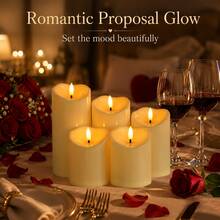 5pcs Flameless Flickering LED Cylinder Electronic Candles, Battery Operated, Suitable For Wedding Table Decor, Valentine's Day Proposal Decor, Halloween And Christmas Decor (Batteries Not Included) - Multicolor - View 5