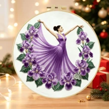 1PC 15*15cm/5.9*5.9in 20*20cm/7.9*7.9in, The Dancer Embroidery Kit, DIY Handmade Embroidery Set For Adult Beginners, Home Gift, Women's Sewing Gift, Including User Manual, Printed Pattern Fabric, Embroidery Frame, Needle And Thread. - The Dancer - View 4