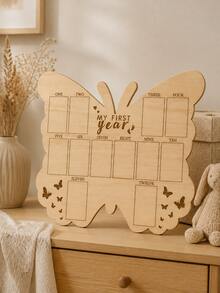 Wooden Butterfly First Year Milestone Photo Frame, Newborn Monthly Memory Board, Baby Growth Keepsake, Nursery Wall Decor - Photo Frame - View 1