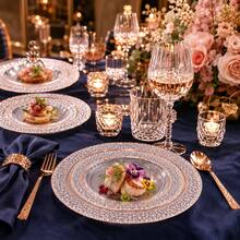 50/25/10pcs (7.5in/10.25in) Transparent Rose Gold Diamond Pattern Plates, Reusable And Washable, Ideal For Family Gatherings, Outdoor Picnics, Team Building Activities, Also Suitable For Parties, Weddings, Birthdays, Proms, Dinners, Halloween, Christmas. Tableware, Serving Tray, Birthday Plate, Plate, Tableware, Divided Plate, Dinner Plates, Reusable Plastic Plates. - View 9