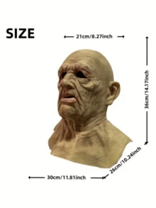 1pc Realistic Latex Bald Man Mask, Suitable For Halloween, Cosplay, Masquerade And Role Play - Multicolor - View 5