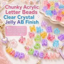 104/30pcs Random Mixed Style, Mixed Color Acrylic Letter Beads, Used For DIY Keychain Pendant, Bag Decoration, Phone Charm, Shoe Decoration - Transparent - View 6