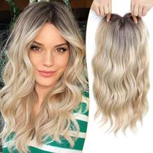 20 Inch Women's Hair Topper 7*7 Inch Large Base Coverage Hairpiece Synthetic Fiber Affordable Hair Extension For Adding Volume - Blonde Ombre - View 10