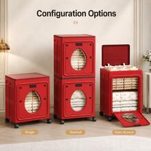 Foldable Clothes Storage Box Cabinet, Large Capacity Bedroom Wardrobe Organizer Box With Flip-Top Front Door For Clothes And Blankets - Red - View 5