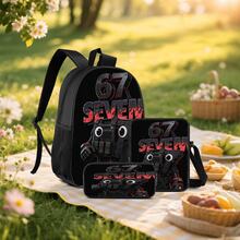 Cool Black Tactical Mecha Robot 2D Print 3-Piece Backpack Set, Large Capacity Backpack, Crossbody Bag, Pencil Case, Adjustable Wide Breathable Shoulder Straps, Side Mesh Pockets, Water Bottle Holder, Personalized Daily Commute Outdoor Storage Bag Set - Printed Bag - View 10