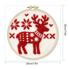 DIY Punch Needle Kit For Beginners Includes A Punch Needle, Yarn, Instructions, A Square Hoop And Pre-Printed Fabric , Christmas Reindeer. A Creative Craft Project For Wall Decor Or As A Gift. 20 X 20 Cm /7.9 X 7.9 In. - Christmas Reindeer - View 5