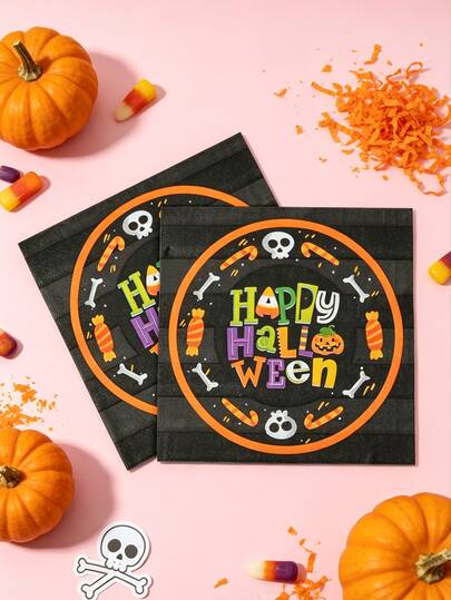 20/40pcs Halloween Napkins Pumpkin Skeleton Ghosts Disposable Napkins Dinner Picnic Cocktails Halloween Party Supplies