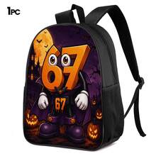 Bộ 3 món balo in 2D chủ đề Halloween, balo dung tích lớn, túi đeo chéo, hộp bút, dây đeo vai rộng thoáng khí tùy chỉnh, túi lưới bên hông đựng chai nước, bộ túi lưu trữ thời trang cho du lịch lễ hội, đi làm hàng ngày và dùng thường ngày - Túi in họa tiết - Xem 12