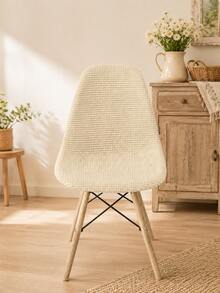 1pc Solid Color Chair Cover, Modern Minimalist Corn Velvet Elastic Shell Curved Chair Cover, Suitable For Living Room, Bedroom, Dining Room, Study And Other Occasions, Removable And Washable, All Season - Beige - View 7