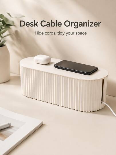 Large Capacity Desktop Cable Management Box With Lid, Power Strip Hiding Organizer Box, Long Outlet Design, Can Store Power Strips, Chargers, USB Cables And Charging Accessories, Suitable For Office Desk, Study Desk, Bedroom Nightstand, Living Room TV Cabinet And Home Office Cable Management And Desktop Storage