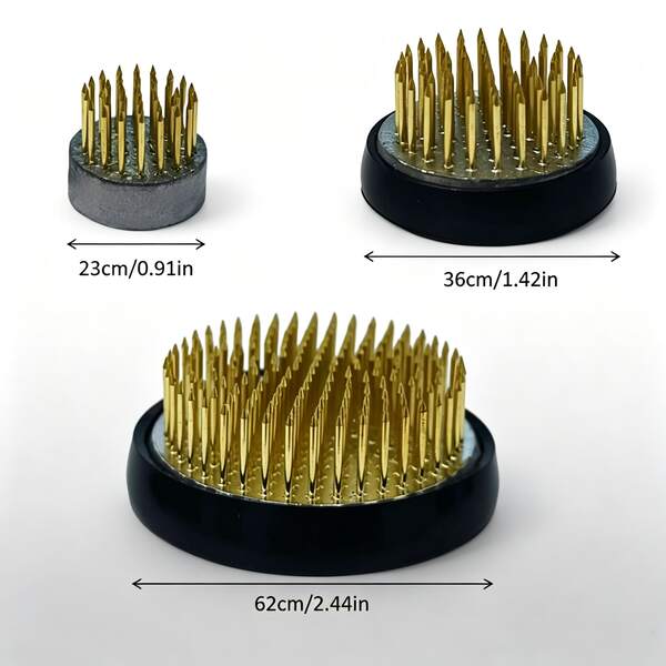3pcs Metal Floral Base, Stainless Steel/Copper Pin + Metal Base, Natural Weight, As Floral Fixator