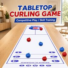 1SET,Tabletop Curling Game Set, Plastic Scoring Competition Board Game With 8 Curling Stones & 1 Game Mat, 2 Play Modes, Skill Training & Party Table Game For Home, Office & Gatherings - Multicolor - View 1