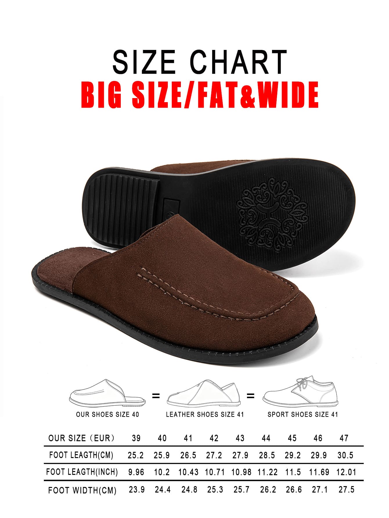 Men's Wide Toe Box Suede Mule Loafers, Retro Closed-Toe Half-Slip-On, Soft Faux Suede Texture, Low-Key Premium Style