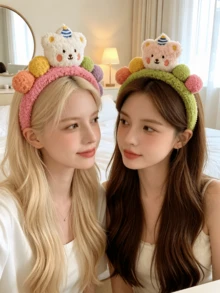 1pc Women's Cartoon Animal Plush Headband, 3D Animal Design Hair Accessory For Autumn/Winter, Suitable For Daily Wear - Multicolor - View 2