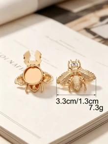 1/2/4pcs Insect Bee Design Metal Clasp Buckle, DIY Sweater Cardigan Coat Clothing Replacement Decorative Button - Multicolor - View 16