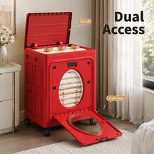 Foldable Clothes Storage Box Cabinet, Large Capacity Bedroom Wardrobe Organizer Box With Flip-Top Front Door For Clothes And Blankets - Red - View 6