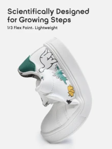 Balabala Toddler Boys' Dinosaur Cartoon Hook And Loop Sports Shoes - White - View 6