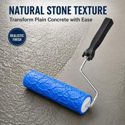 Concrete Texture Roller Stamp, Natural Stone Pattern Decorative Cement Roller For Driveway, Patio, Walkway, Professional Concrete Imprint Tool For DIY Landscaping & Masonry