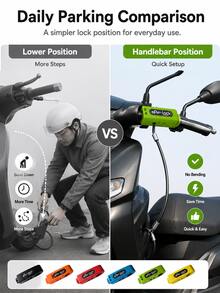 Universal Anti-Theft Handlebar Lock (Throttle/Brake Lock); Suitable For Electric Scooters, Motorcycles, Bicycles And Electric Bicycles. Portable Design, Easy Installation; Universal Fit For Bicycles, Motorcycles And Scooters. - Multicolor - View 11