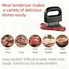 Pelunak Daging Stainless Steel 48 Jarum, Gagang ABS Hitam Anti Selip dengan Kunci Pengaman, Jarum Baja Tajam dengan Cepat Memecah Serat Daging, Cocok untuk Steak, Daging Sapi, Kalkun, Ikan, Berbagai Unggas untuk Memarinasi dan Memberi Bumbu, Alat Pra-pengolahan Dapur Rumah, Koki Keluarga Mudah Membuat Daging Empuk, Aksesori Memasak Daging Portabel dan Tahan Lama - MultiWarna - View 9