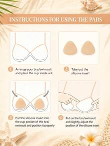 1 Par de Almofadas de Silicone Triangulares para Seios, Inserções de Sutiã Reutilizáveis com Efeito Push-Up e Modelagem, Adequadas para Maiô Bikini, Roupa de Banho, Roupa Esportiva, Vestido, Acessórios de Lingerie Feminina - Caqui - Visão 10