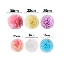 6pcs Colorful Paper Pom Poms Decoration Mixed Sizes Paper Art Pompoms Pink Yellow Purple Blue Party Hanging Decor Baby Shower Welcome Baby Party Baby Birthday Gender Reveal Wedding Backdrop Dessert Table Decoration - Multicolor - View 2