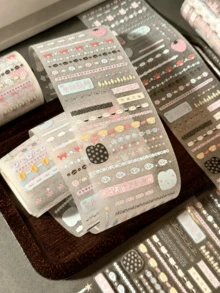 35cm/Roll Cute Die-Cut Divider Line Stickers, DIY Decorative Card, Planner, Scrapbook, Photo Card, Phone Case Collage Material - Black - View 2