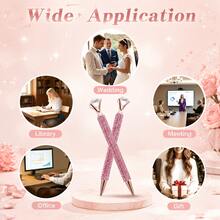 10pcs/Set Sparkling Rhinestone Ballpoint Pen Set, Diamond Top Shiny Crystal Metal Pen, Luxury Decorative Office Stationery Gift - Assorted - View 6