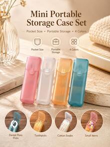 Mini Portable Transparent Storage Box, Travel Floss Box, Pill Box, Toothpick Box, Cotton Swab Storage Box, Flip Lid Pocket Storage Box, Small Multi-Purpose Dust-Proof Storage Box - Multicolor - View 2