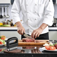 Pelunak Daging Stainless Steel 48 Jarum, Gagang ABS Hitam Anti Selip dengan Kunci Pengaman, Jarum Baja Tajam dengan Cepat Memecah Serat Daging, Cocok untuk Steak, Daging Sapi, Kalkun, Ikan, Berbagai Unggas untuk Memarinasi dan Memberi Bumbu, Alat Pra-pengolahan Dapur Rumah, Koki Keluarga Mudah Membuat Daging Empuk, Aksesori Memasak Daging Portabel dan Tahan Lama - MultiWarna - View 11