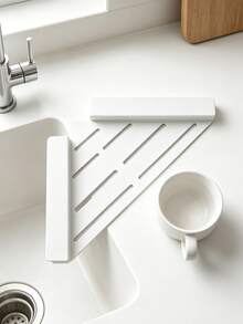 Kitchen Sink Triangle Corner Storage Rack, Draining Basket Sponge Holder, Multi-Functional Kitchen Draining Storage Rack, No-Drill Space-Saving Countertop Storage Rack, Hollow Quick-Dry Draining Rack, Dish Cloth Soap Liquid Brush Holder - Multi-color - View 7