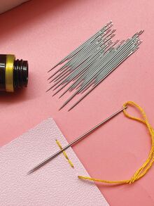 30pcs Side-Loading Self-Threading Needles With Large Eye Design, Paired With Faux Sandalwood Storage Needle Case, Easy Threading, Suitable For Clothing Repair, Embroidery, Fabric Crafts, Home Textile Mending, Daily Sewing DIY Accessories - Side-mounted Needle + Faux Sandalwood Needle Case - View 4