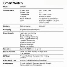 Dymonde IDW29 Smart Watch, 1.83 Inch Screen, Bluetooth Control, Sports Monitoring, Customizable Watch Face, Bluetooth Calling, Message Notification, Daily Activity Tracking, Holiday Gift - Black - View 10