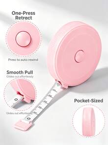1pc Retractable Tape Measure, Used For Measuring Body Size, Sewing Soft Tape, Suitable For Fabric Cutting, Handmade Weight Loss Measurement, 60 Inch (1.5m) Double-Sided Ruler - A - View 8