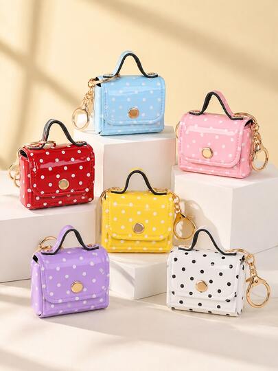 XD Children's Novelty Coin Purse, New Cute Coin Purse, Fashionable Macaron Color Polka Dot Pendant Earphone Bag Zipper Coin Pouch, Kids Bag Pendant Coin Purse, Perfect For Valentine's Day/Halloween Gifts
