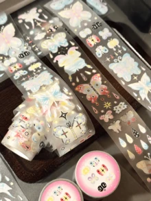 70cm/Roll Gradient Butterfly Raindrop Hollow Stickers DIY Decoration Cards Scrapbook Photo Cards Phone Case Collage Material - Black - View 5